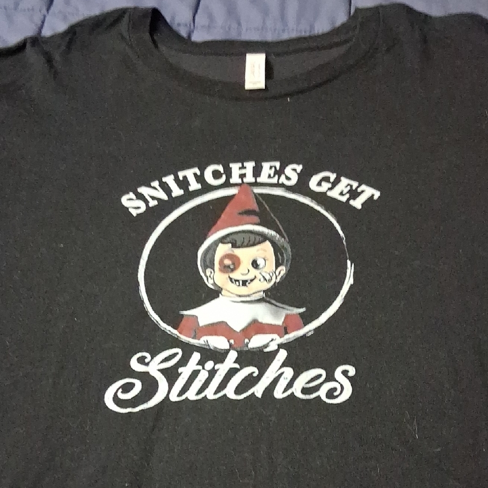 Bella Canvas Black Graphic Tee - Snitches Get Stitches